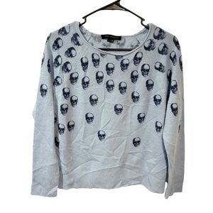 Skull Cashmere‎ Alena Skull Pattern Sweater Light Blue Goth Emo Size Small